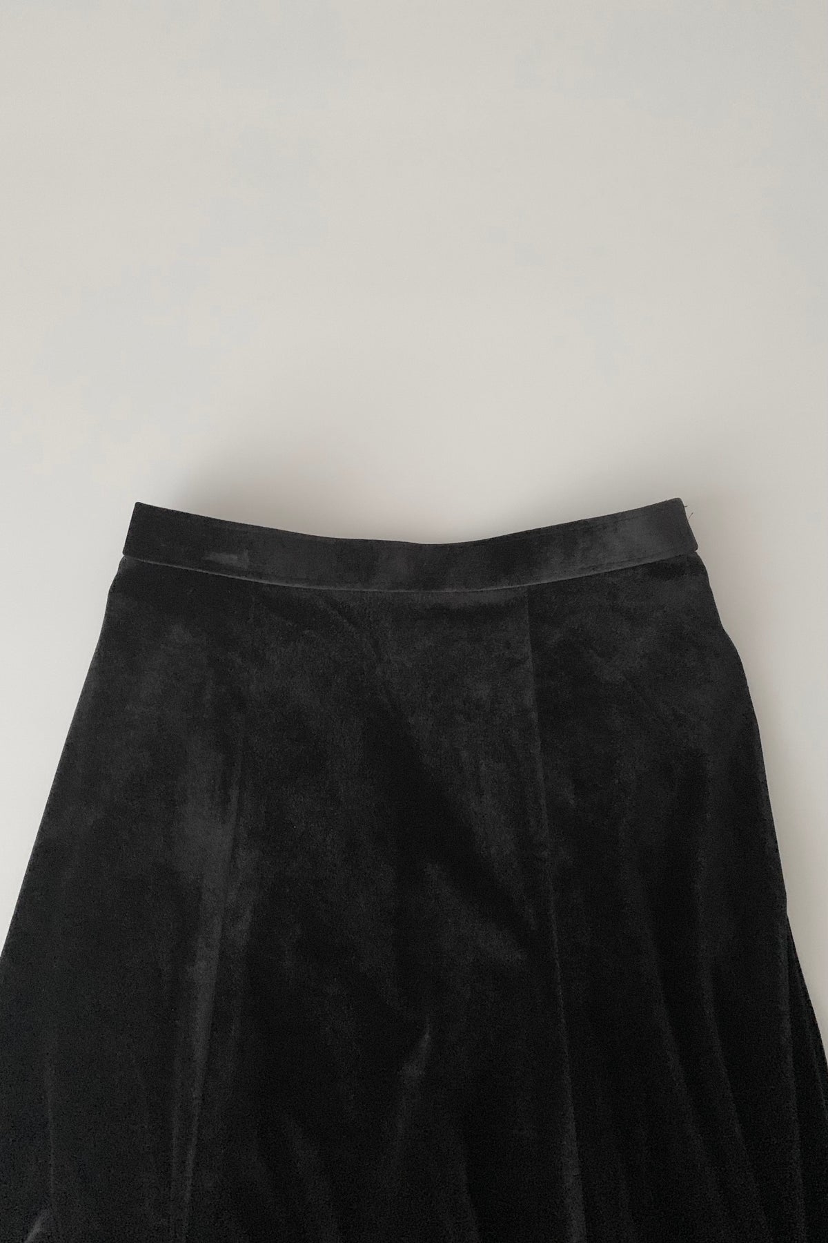 black velours flare skirt