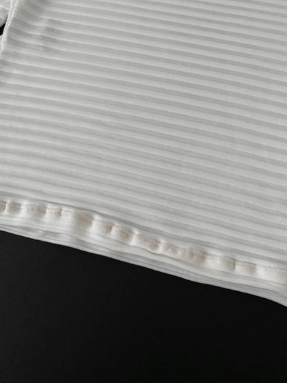 Italy ivory sheer stripe tops