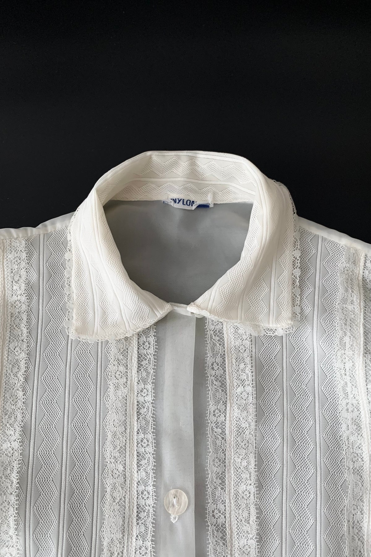 white multi buttons sheer chiffon  blouse