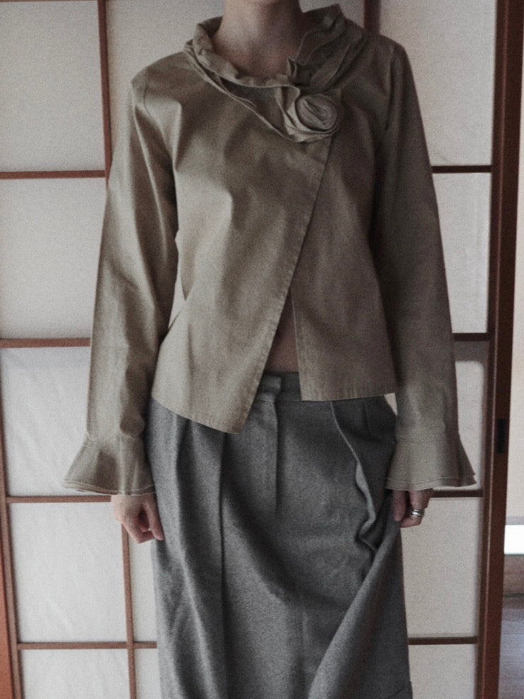 beige rose corsage  cardigan
