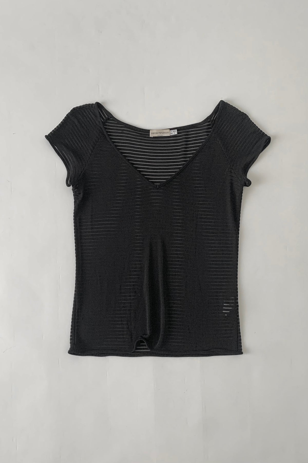 ARMANI black sheer stripe tops