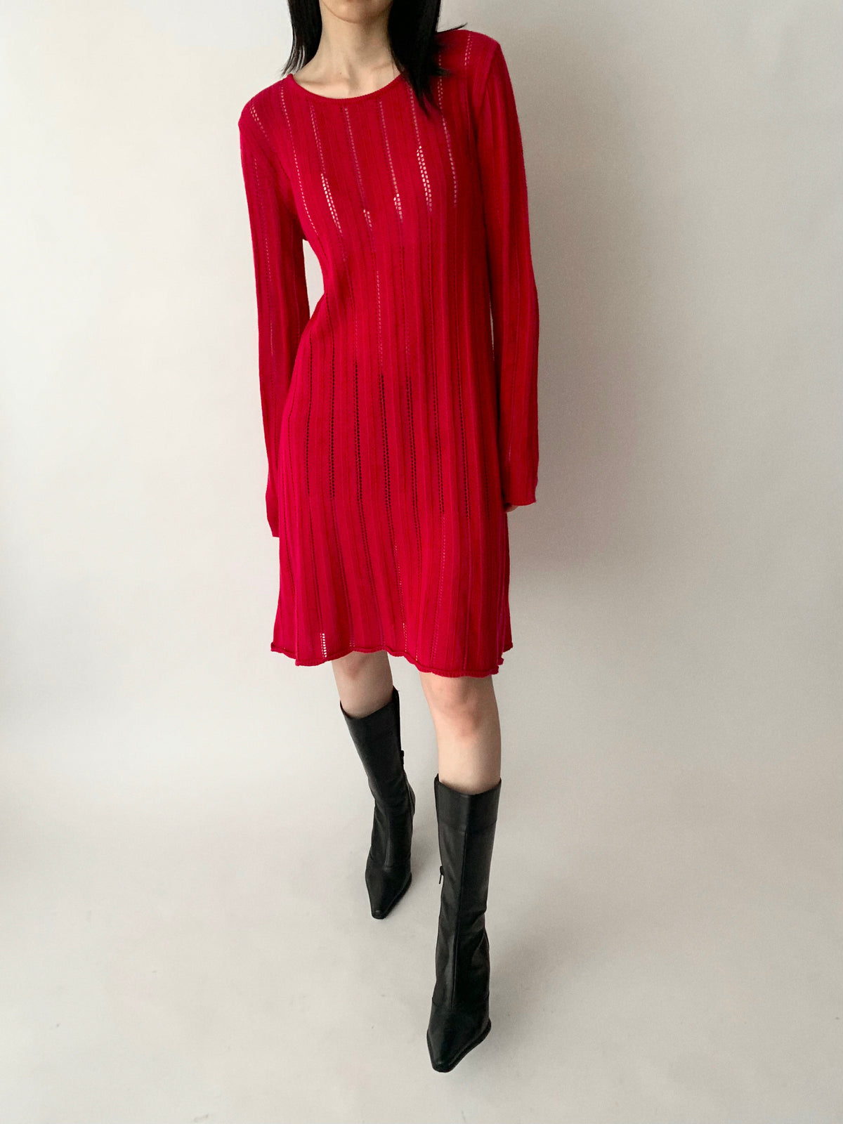 agnes b. red crochet cotton dress