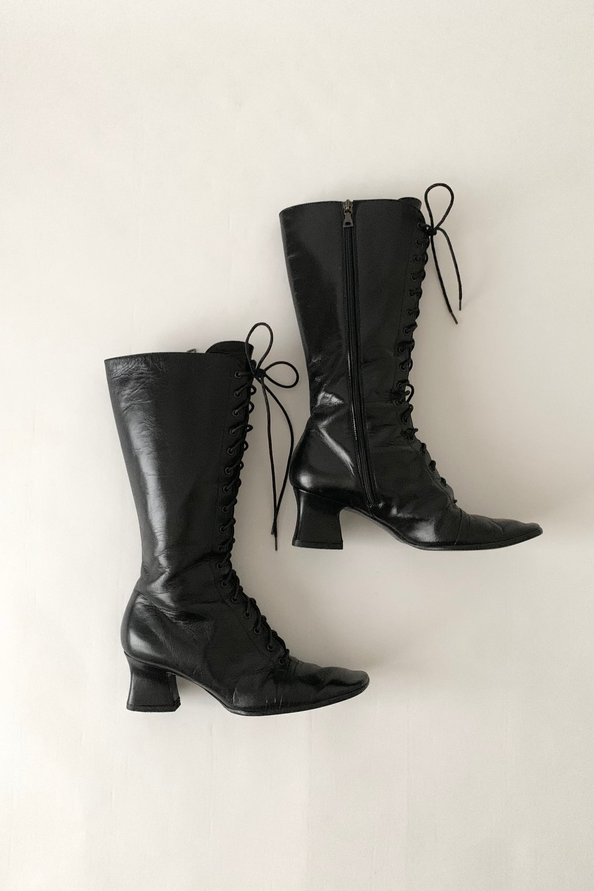 PRADA black lace up boots