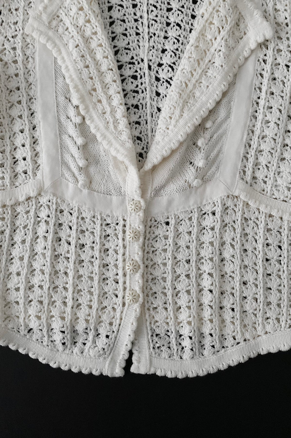 JILL STUART cream crochet cardigan