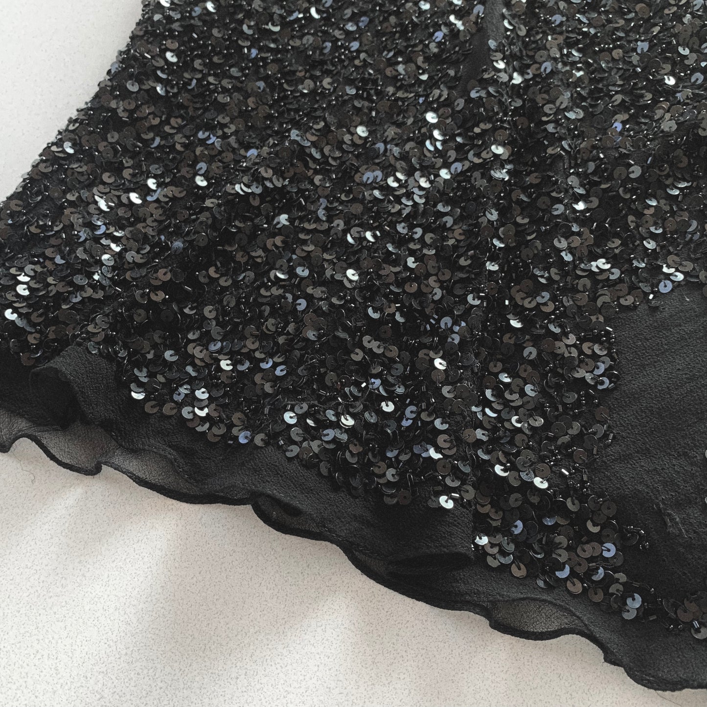 black sequins silk organzy tops