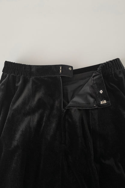 black velours flare skirt