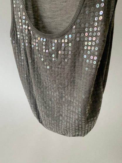 Salvatore Ferragamo gray sequins knit vest