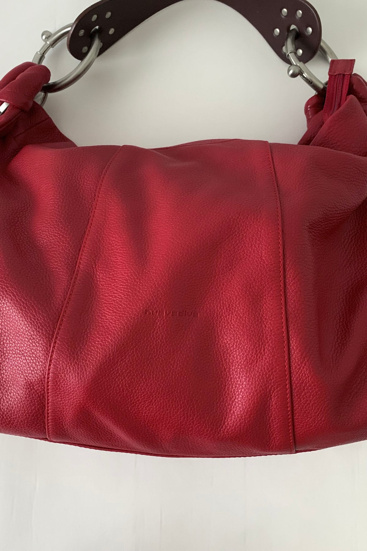 Italy red leather big size bag