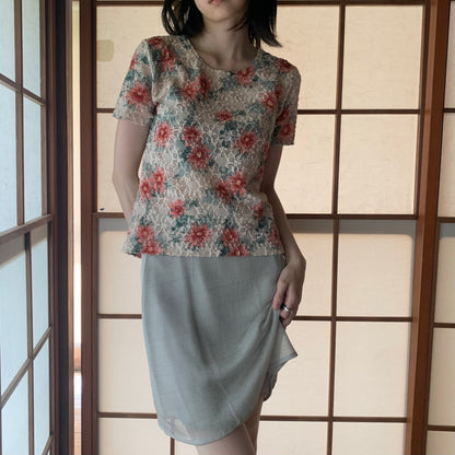 flower patterned T tops