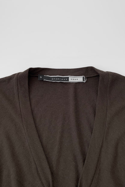 khaki brown v neck puff sleeve tops