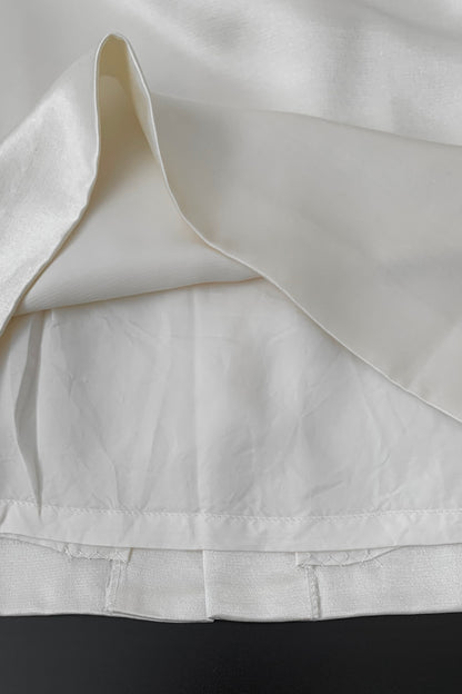 cream satin midi skirt