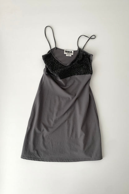 France gray＆black lace camisole dress