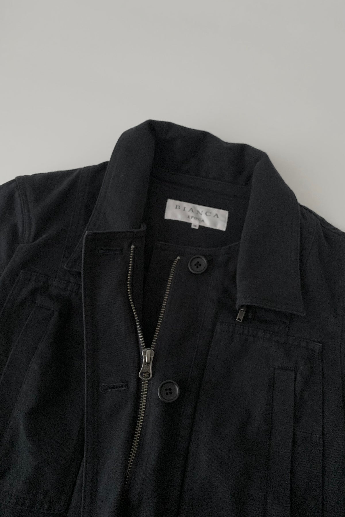 dark navy 2 way collar cotton jacket