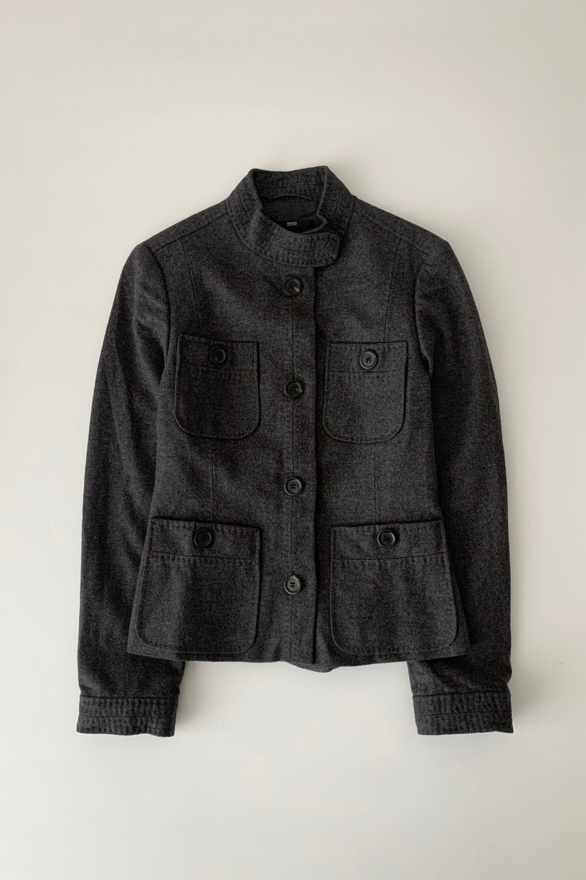 dark gray buttons design wool jacket