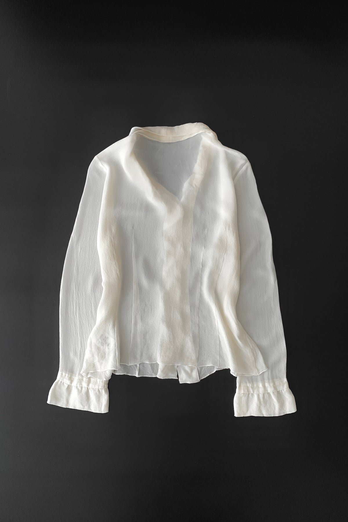 light beige silk see-through blouse