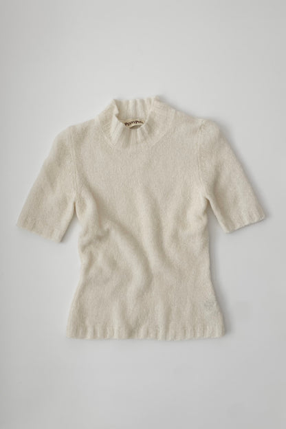 Italy ivory knit short sleeve tops