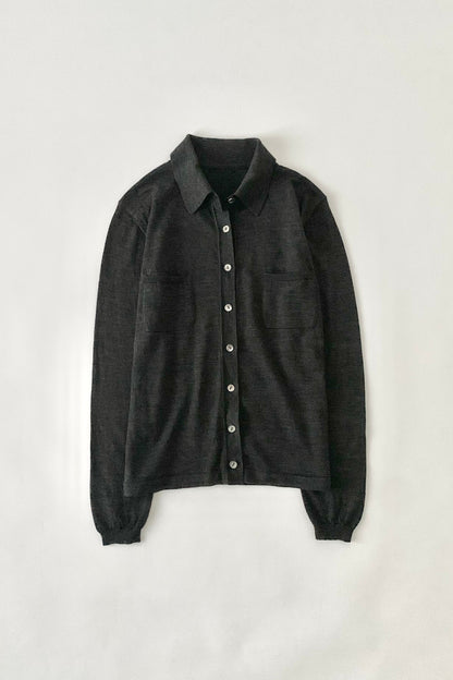 Italy dark gray shell button knit tops