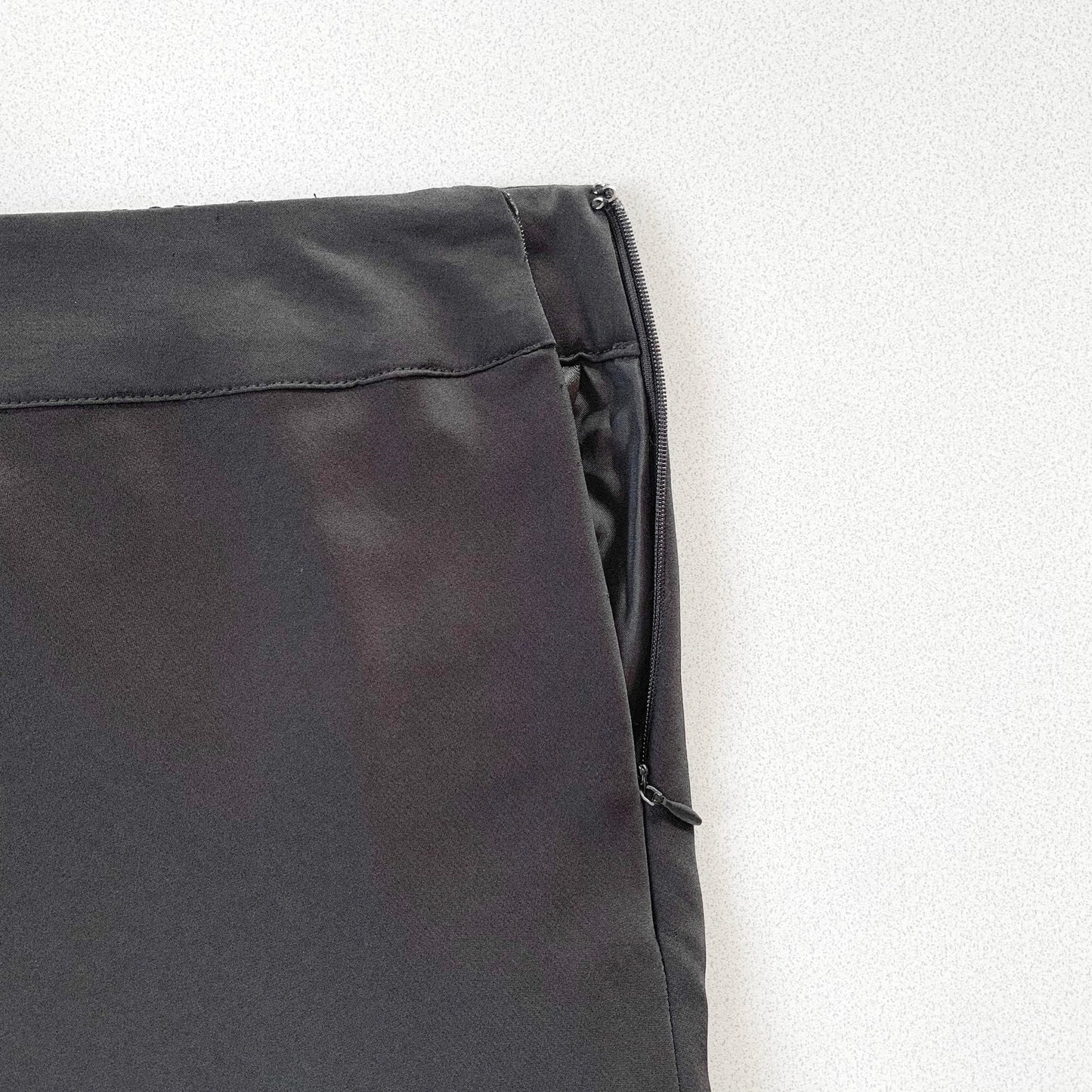 black satin flare long skirt