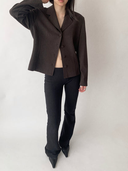 dark brown single breasted jacket