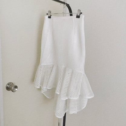 white mesh mermaid skirt