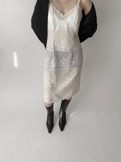 usa ivory lace see-through dress