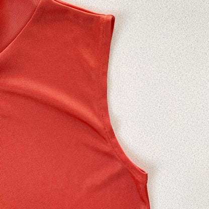 red shirring vest