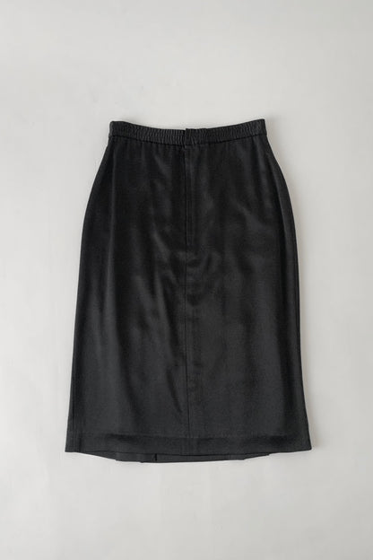 black satin double buttons skirt