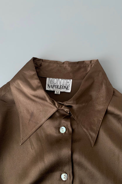 brown silk over sized shirt