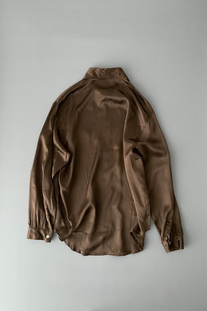 brown silk over sized shirt