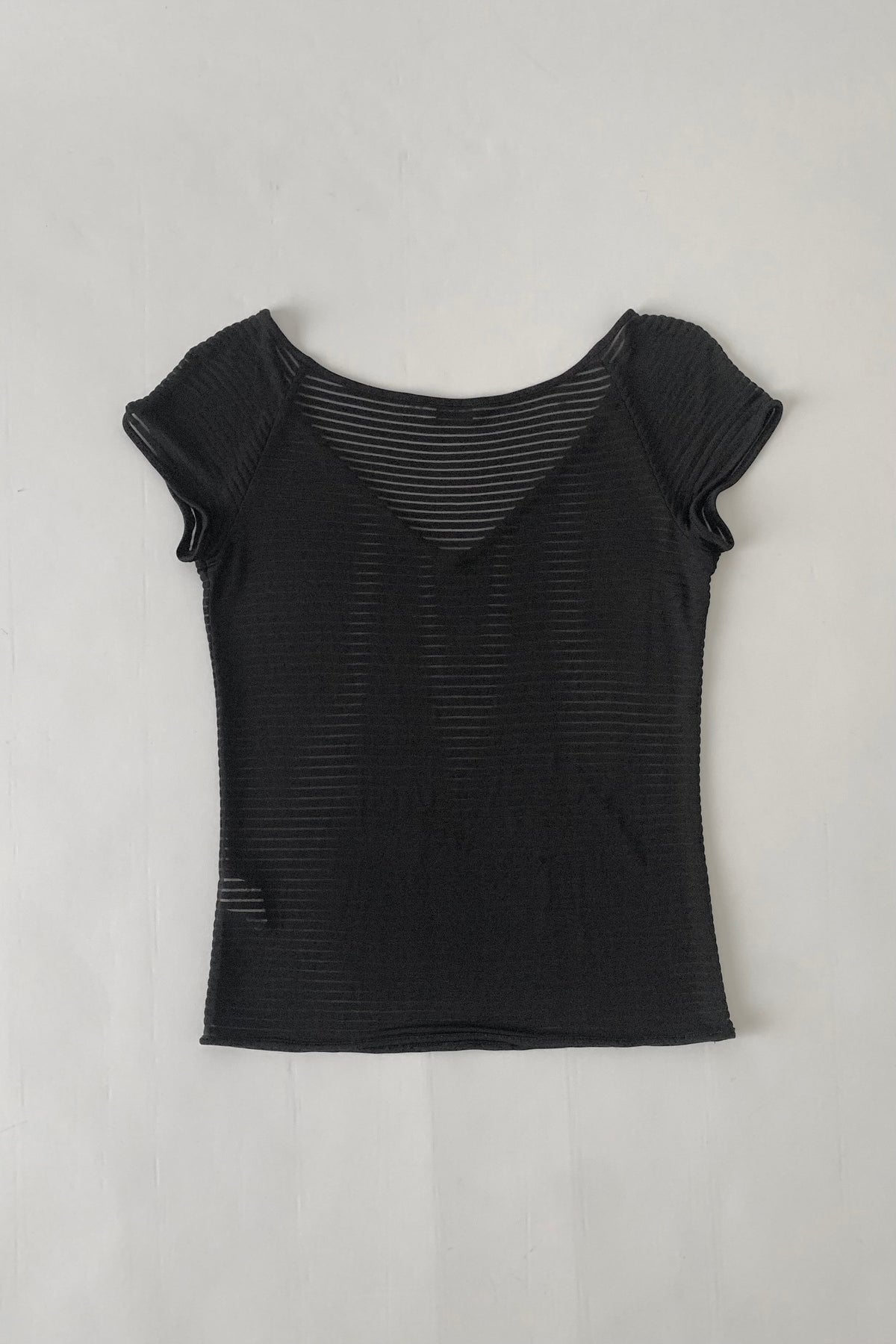 ARMANI black sheer stripe tops