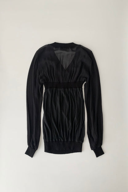 Italy black docking sheer tunic tops