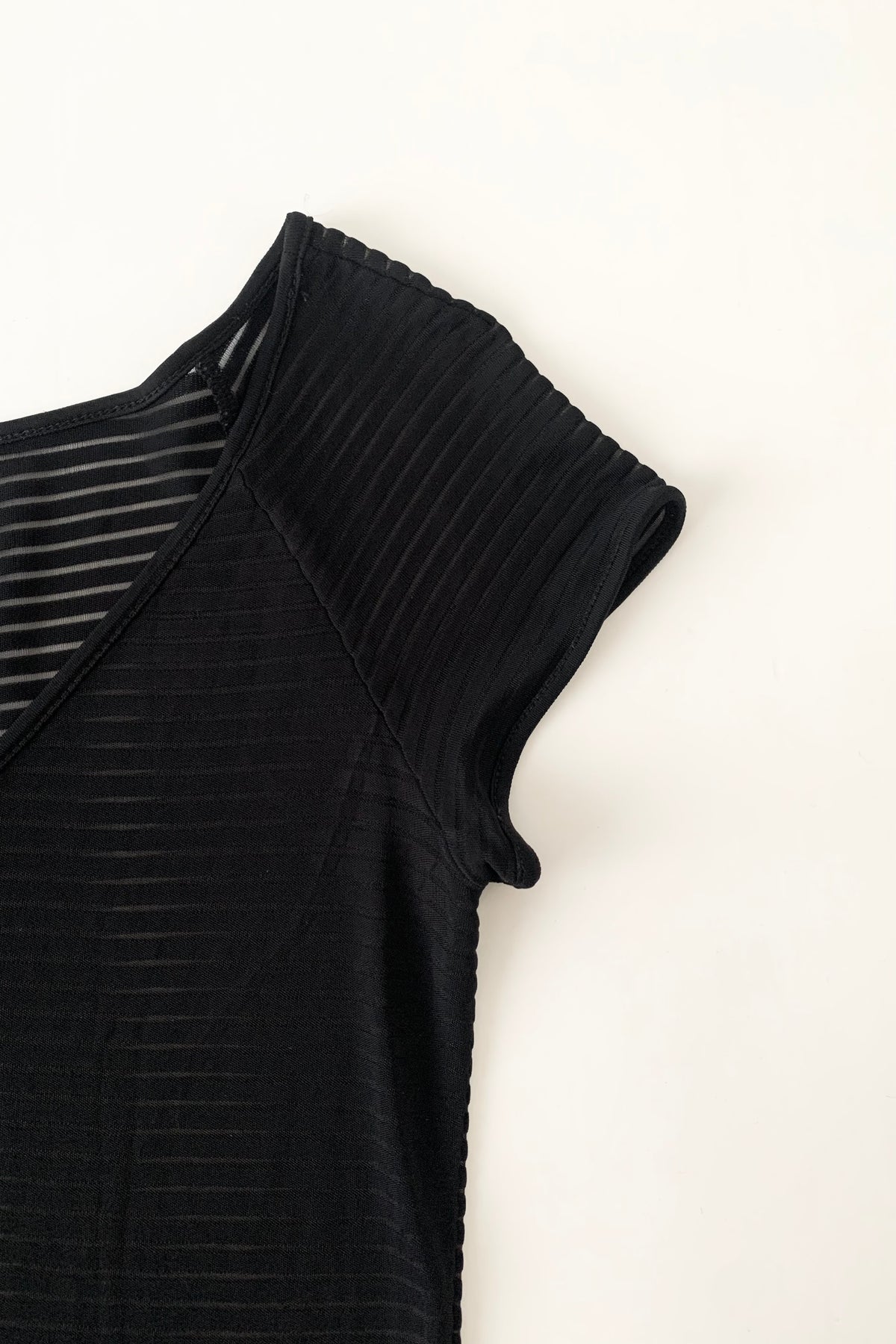 ARMANI black sheer stripe tops