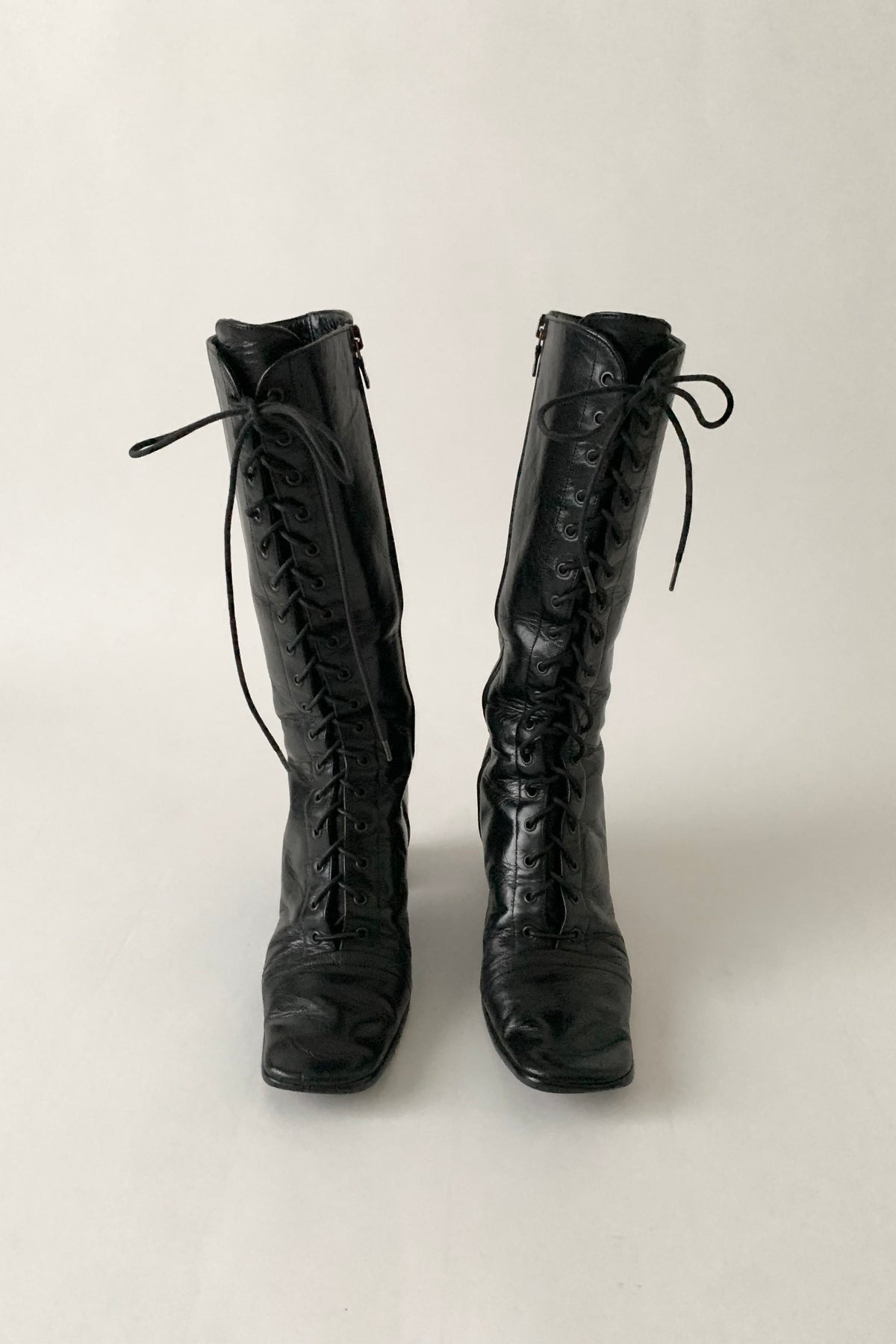 PRADA black lace up boots