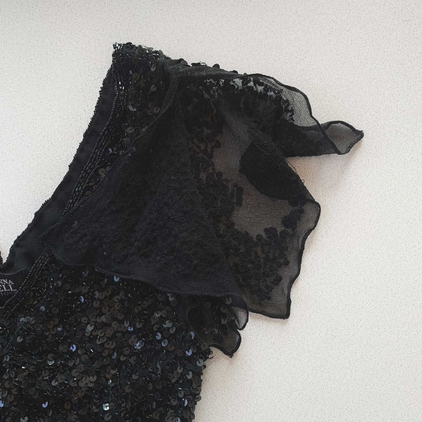 black sequins silk organzy tops