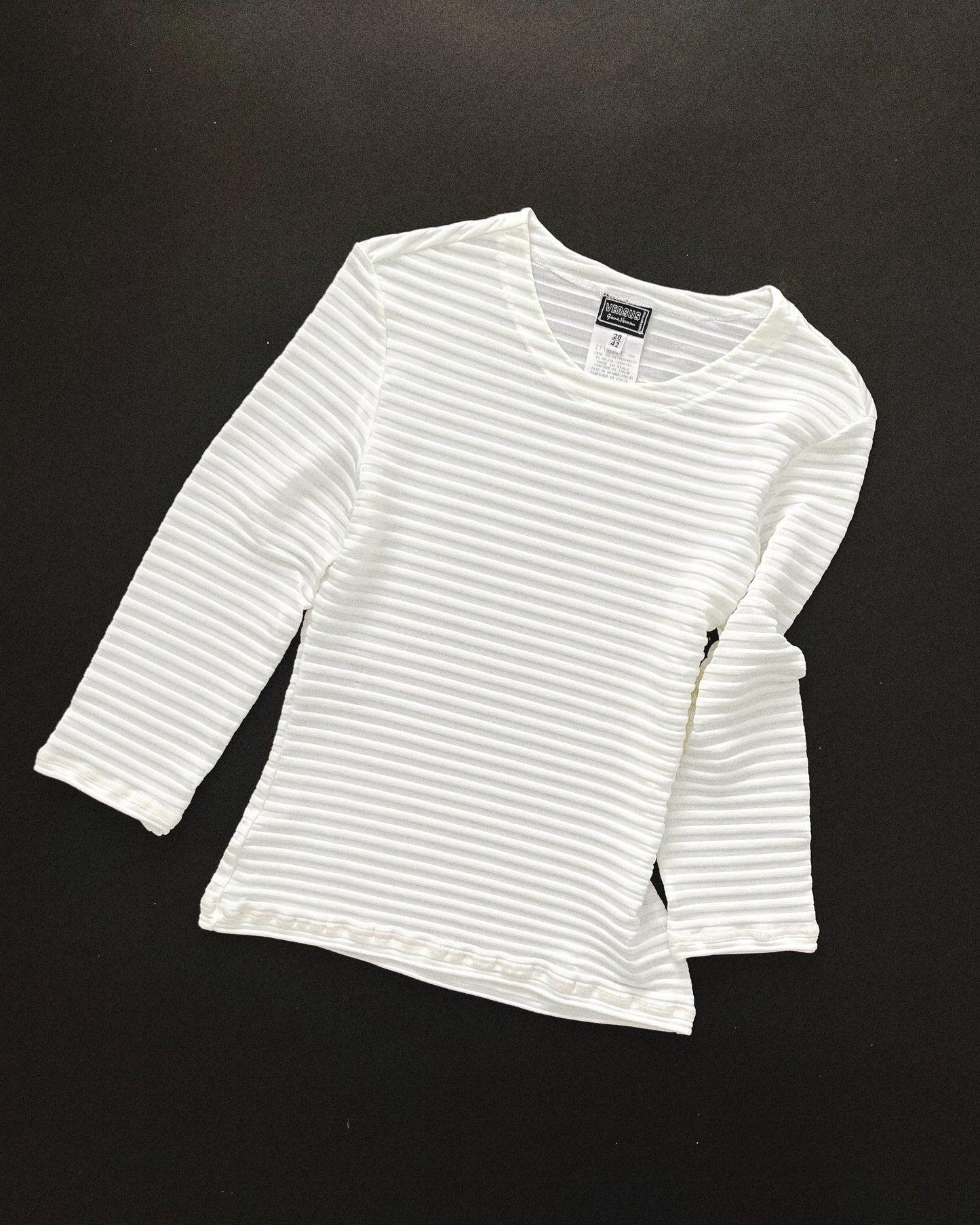 Italy ivory sheer stripe tops