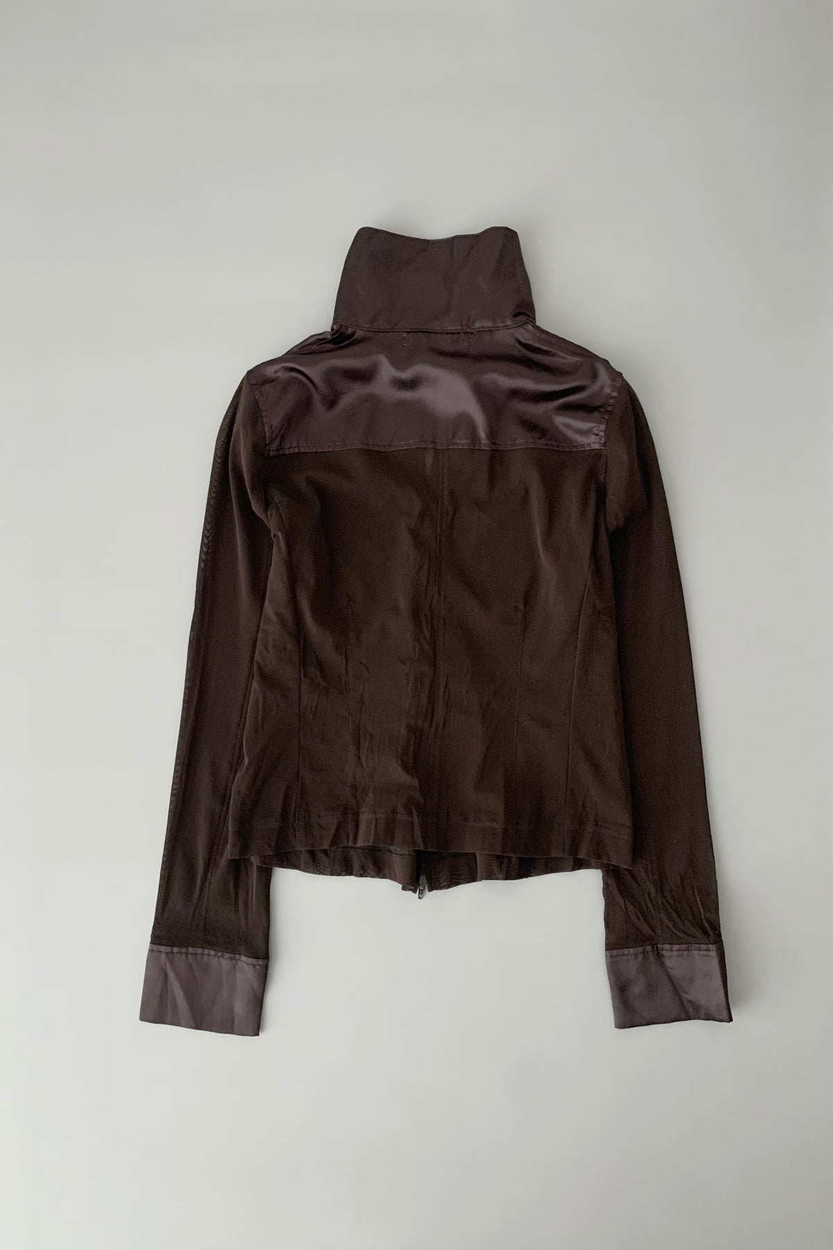 brown sheer & satin light jacket