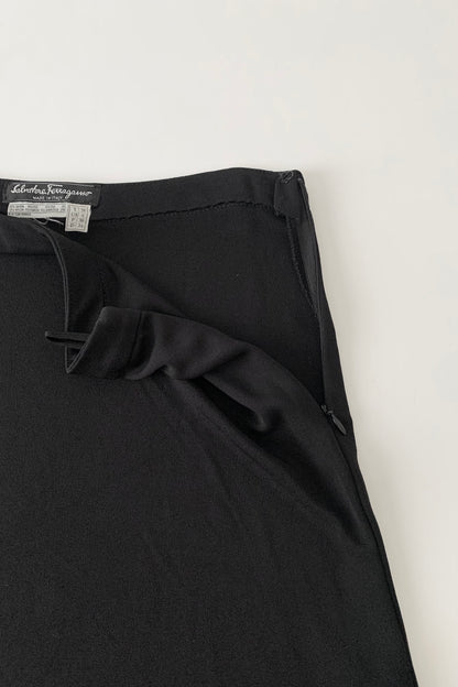 Salvatore ferragamo black midi skirt