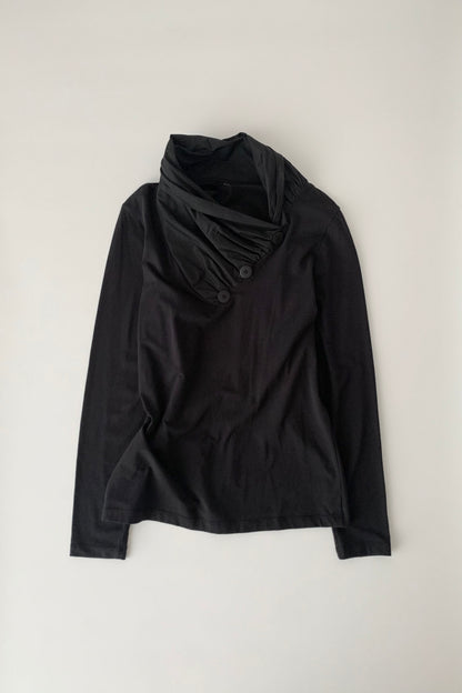 Italy black neck crinkle tops
