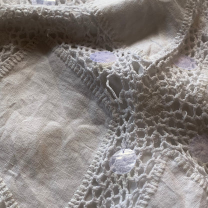 white crochet sequins skirt