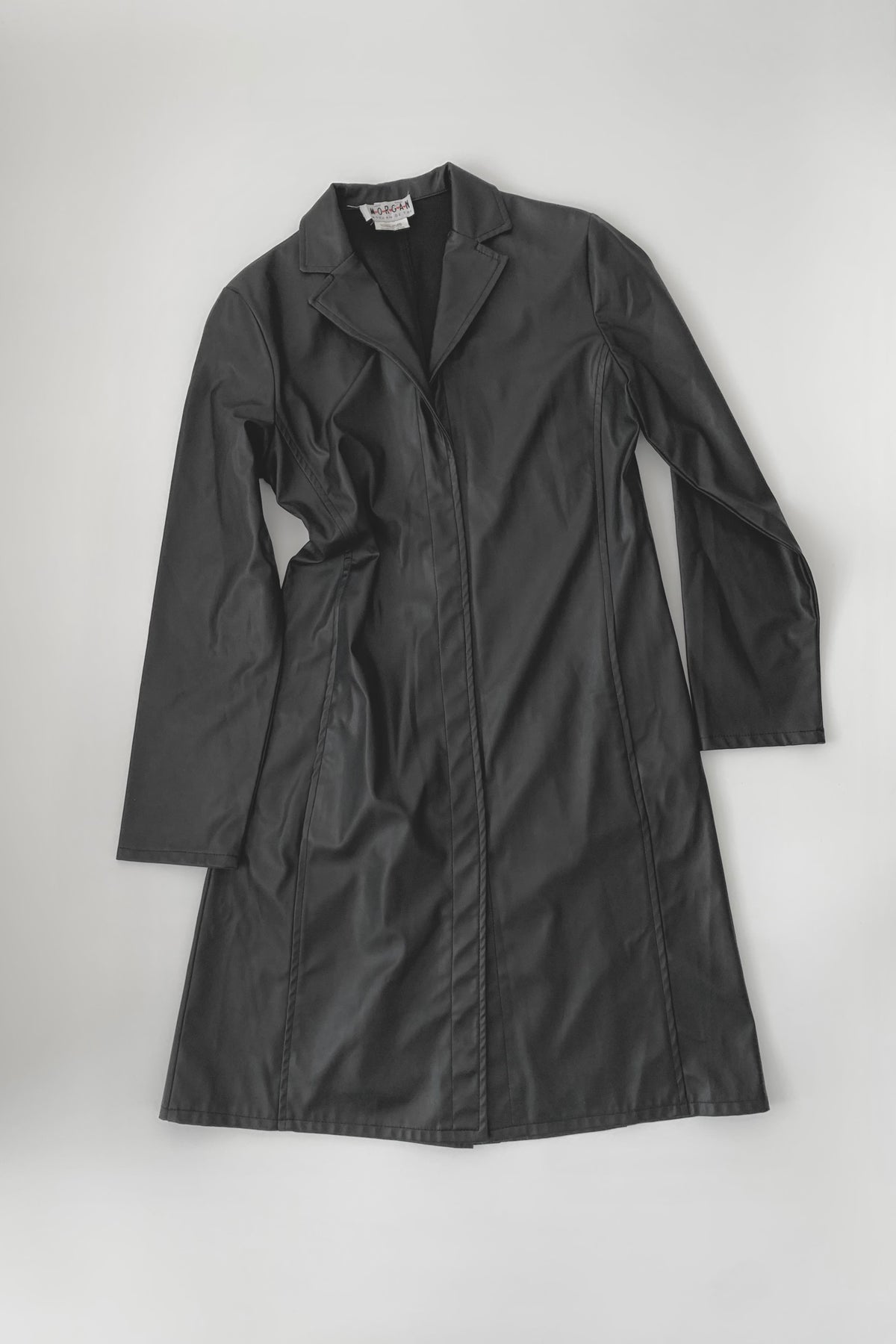 black  leather long coat