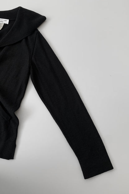 Italy black wool collar knit cardigan