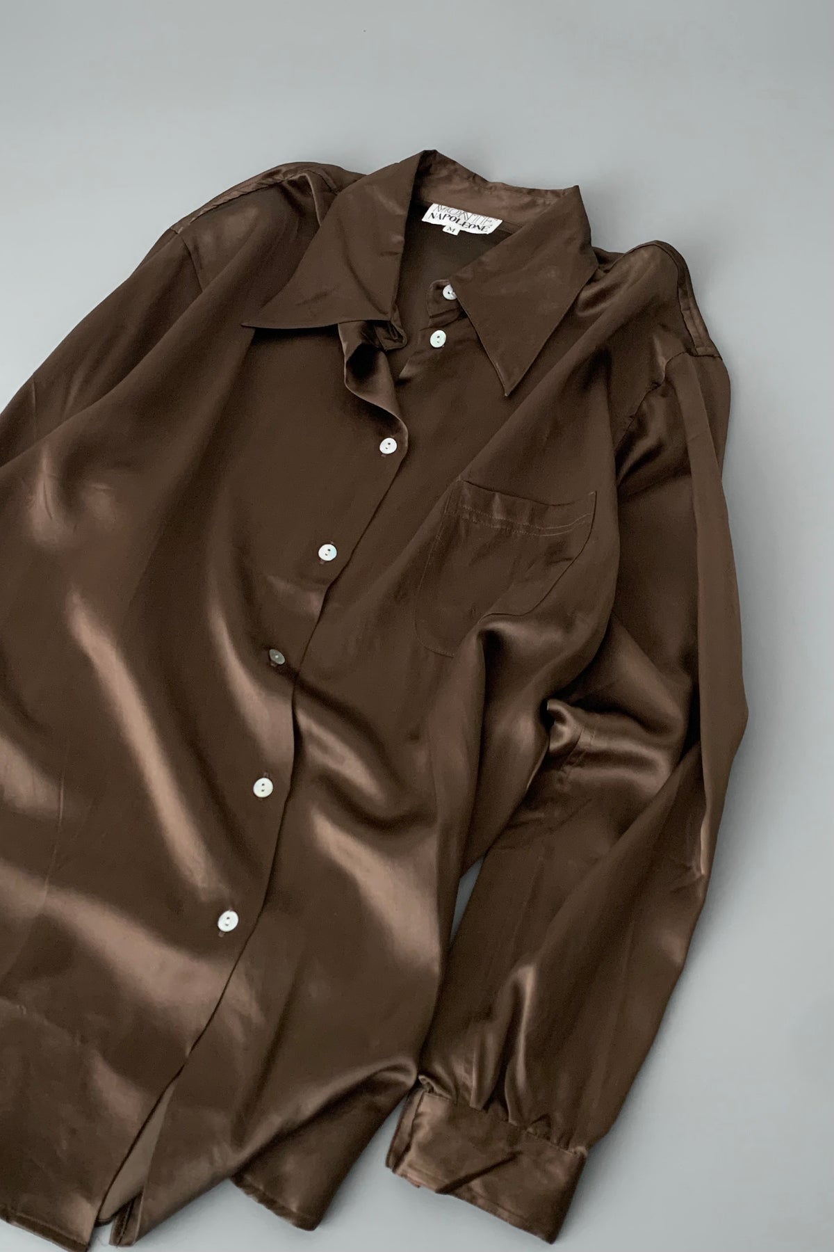 brown silk over sized shirt
