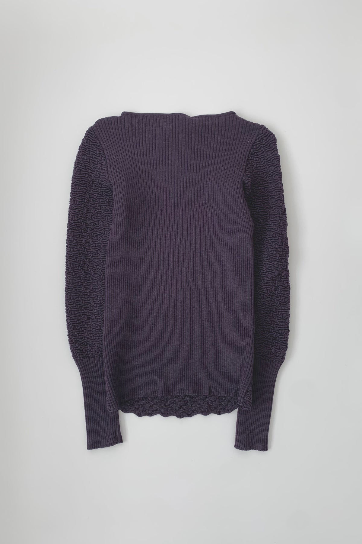 Italy dark purple textured wool knit tops