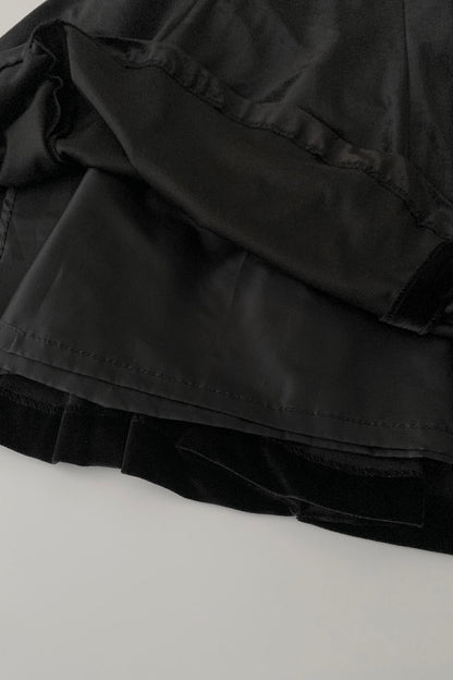 black velours flare skirt