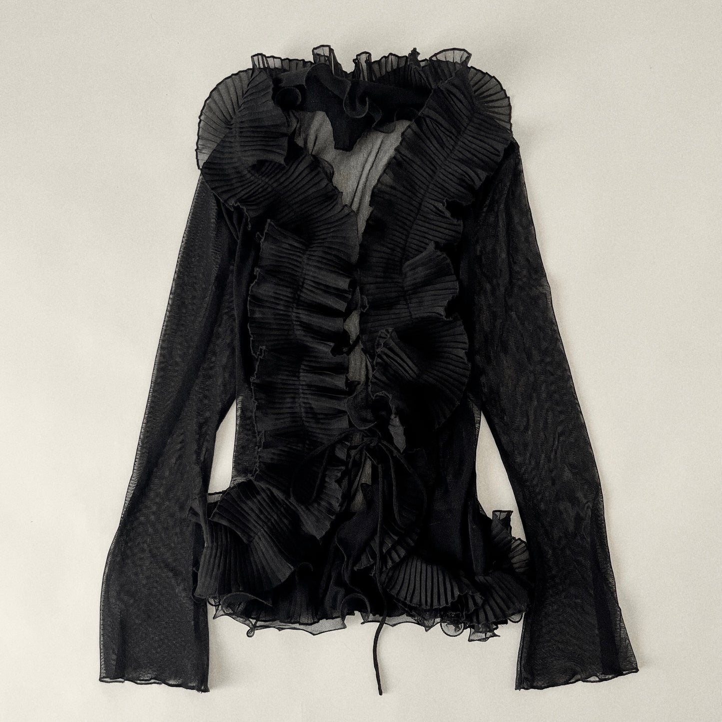black tulle frill cardigan