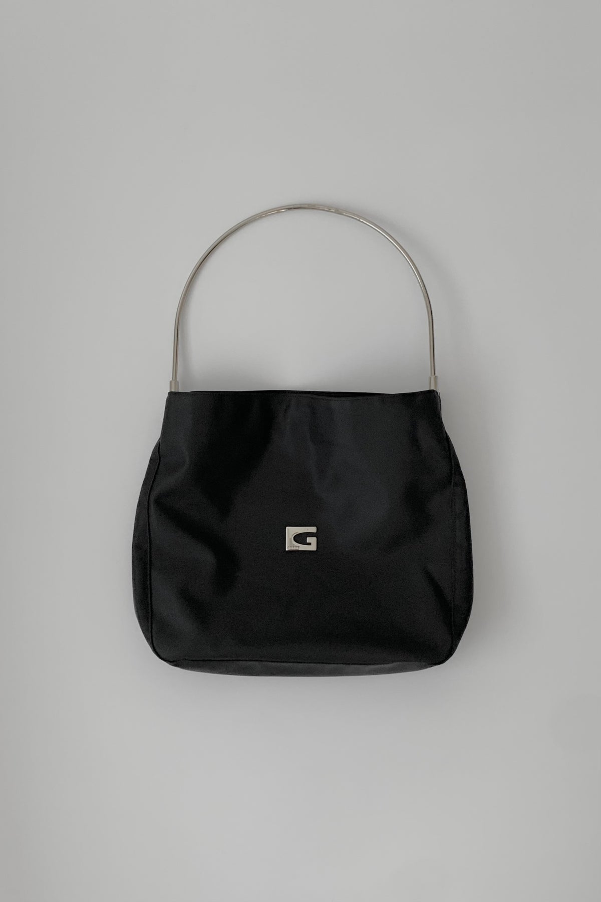 GUESS black silver handle nylon bag