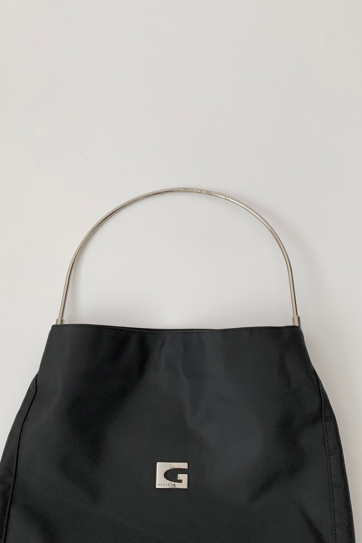 GUESS black silver handle nylon bag