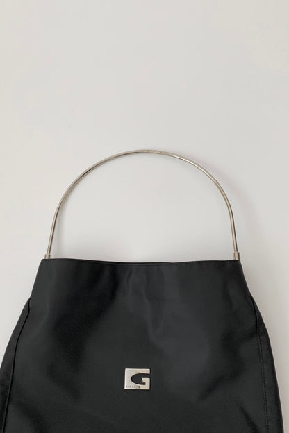 GUESS black silver handle nylon bag