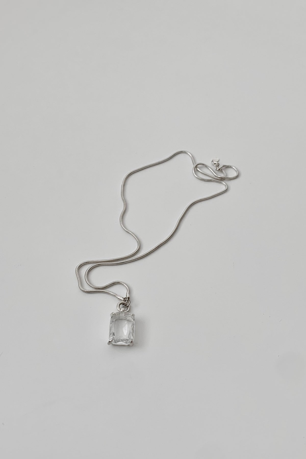 silver crystal long necklace