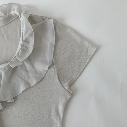 light gray frill design tops